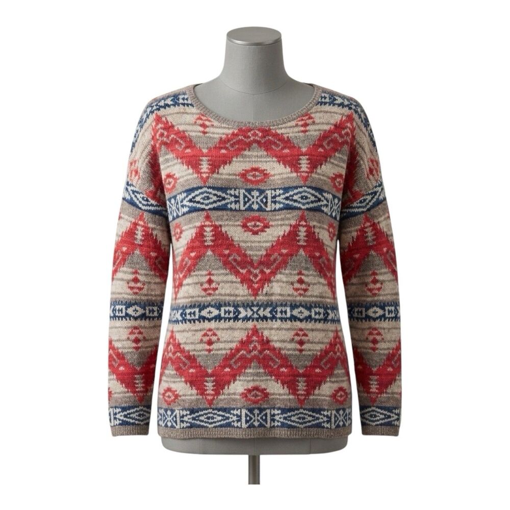 Denim Supply Ralph Lauren Southwestern Aztec Knit Sweater Womens L 100% Cotton